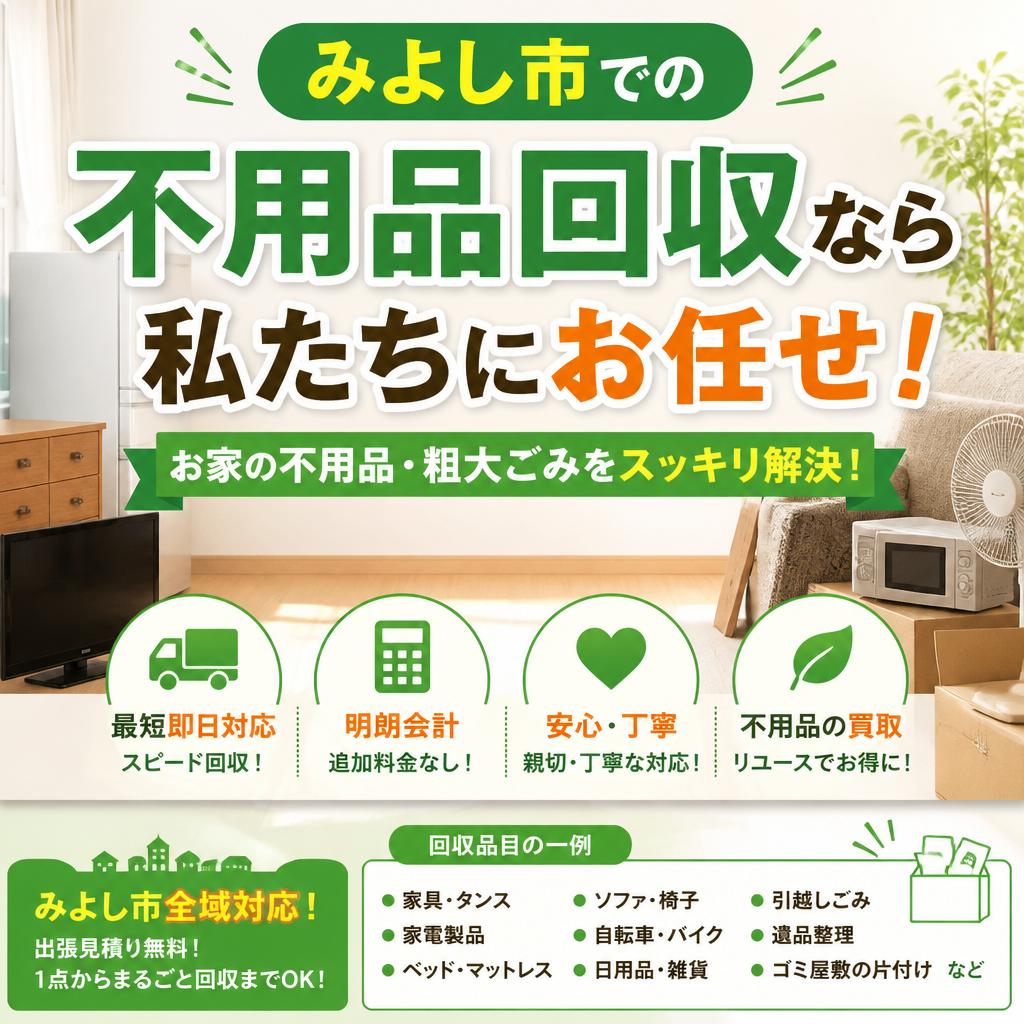 みよし市での不用品回収なら私たちにお任せ！